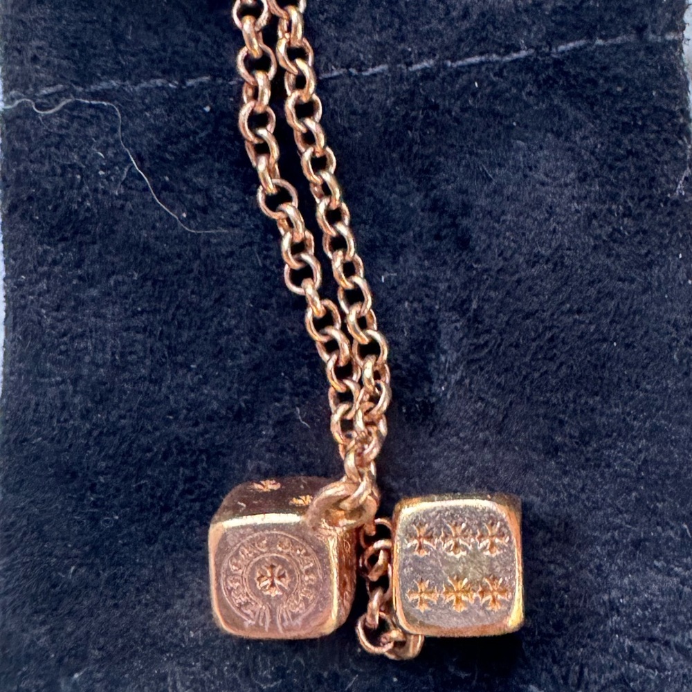 GOLD CHROME HEARTS DOUBLE DICE EARRING